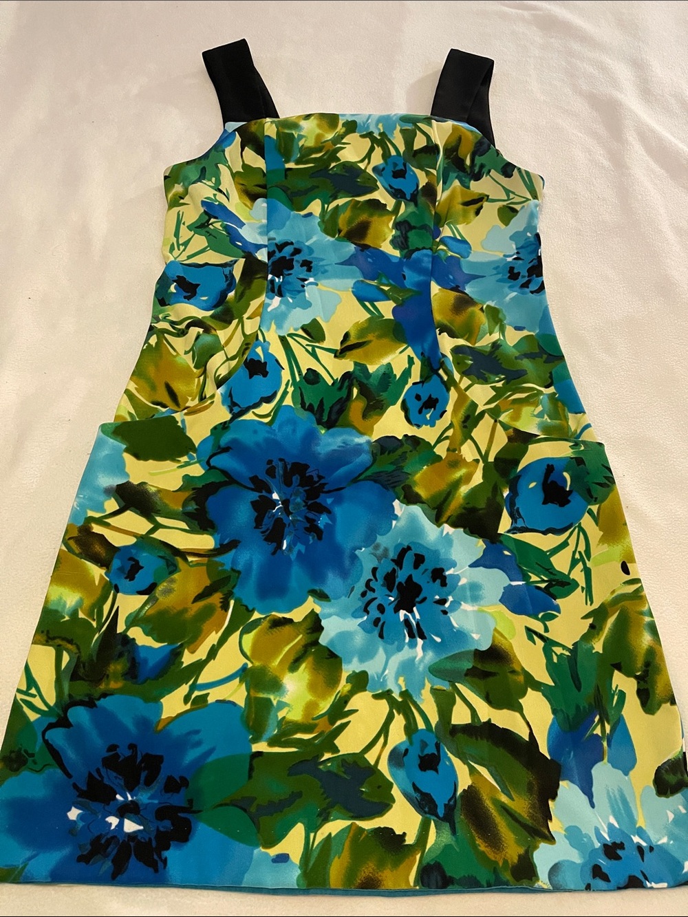 Perceptions Yellow Mini Dress with Blue & Green Floral Print